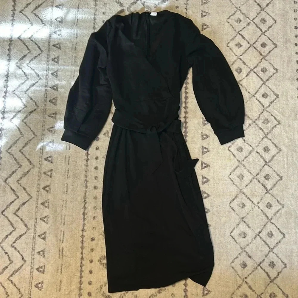 MIDI Style Evening Dress, V Neck Bishop Sleeves Size Small NWOT